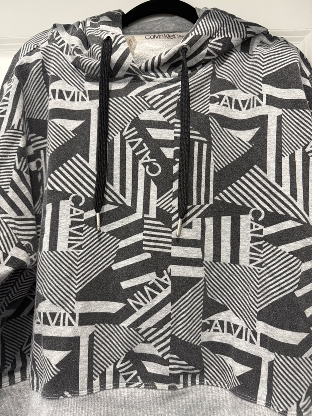 Calvin Klein Black & Gray Geometric Logo Hoodie